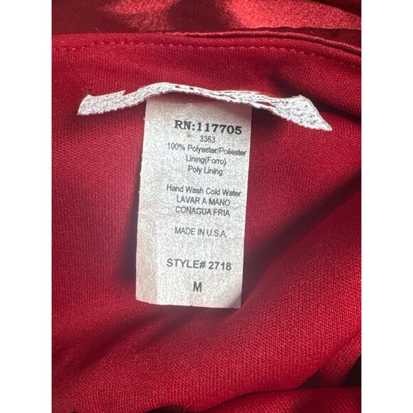 Y2K Asymmetrical Dark Romantic Sexy Bombshell Red Halter Midi Slip Dress Medium - Picture 9 of 9